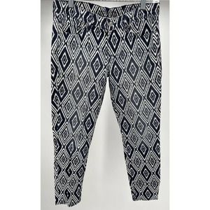 Seven 7 for All Mankind Ankle Skinny Jeans Stretch Blue/White Tribal Pattern 28